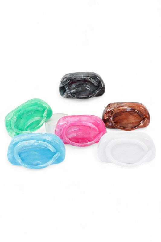 Tonal Iconic Handle Marble Resin Box Clutch LA Jewelry Plaza