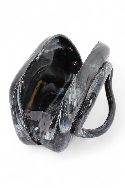 Tonal Iconic Handle Marble Resin Box Clutch LA Jewelry Plaza