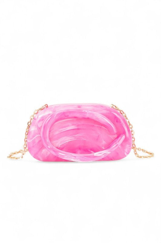 Tonal Iconic Handle Marble Resin Box Clutch LA Jewelry Plaza