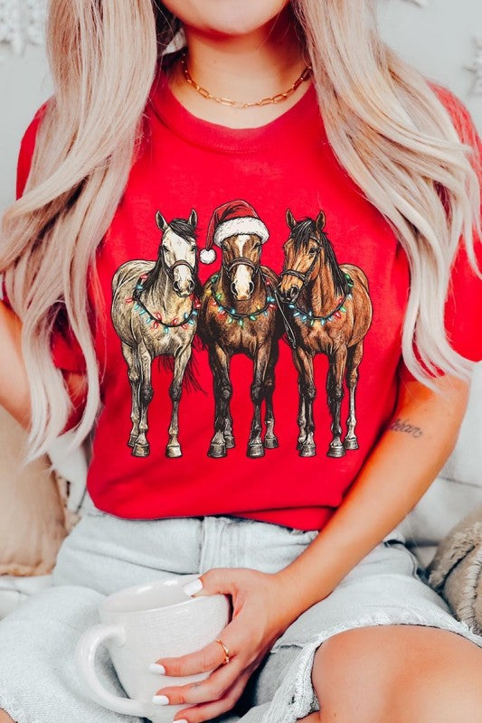 Christmas Horses Graphic Tee Color Bear
