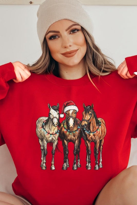 Christmas Horses Graphic Sweatshirt Color Bear