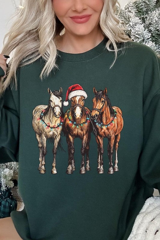 Christmas Horses Graphic Sweatshirt Color Bear