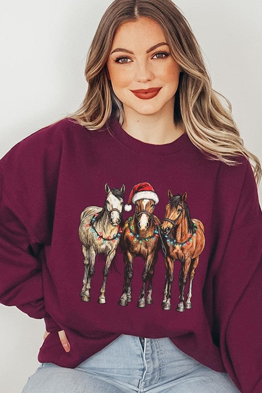 Christmas Horses Graphic Sweatshirt Color Bear