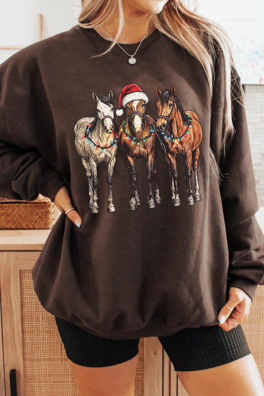 Christmas Horses Graphic Sweatshirt Color Bear