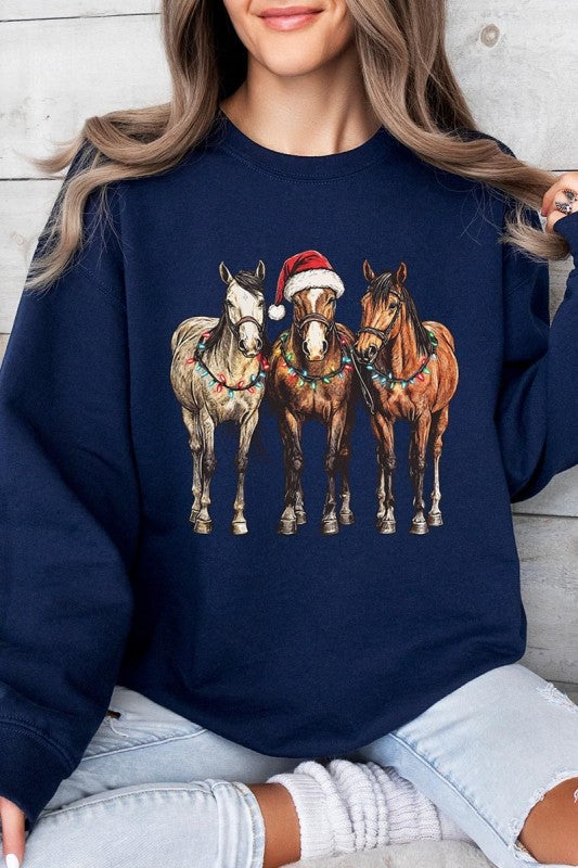Christmas Horses Graphic Sweatshirt Color Bear