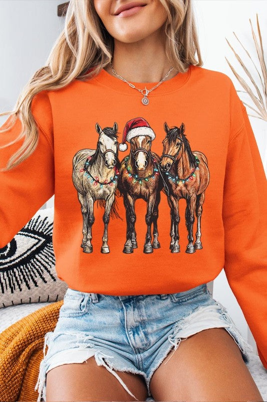 Christmas Horses Graphic Sweatshirt Color Bear