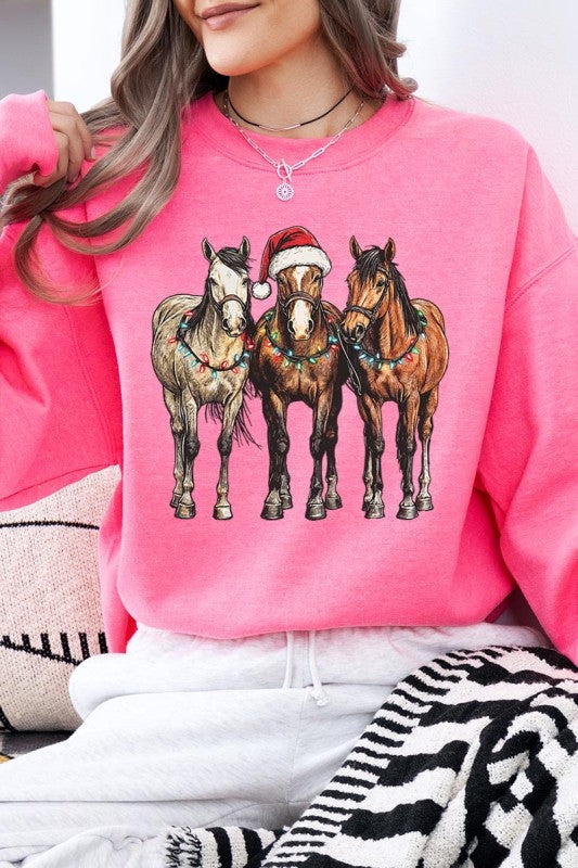 Christmas Horses Graphic Sweatshirt Color Bear