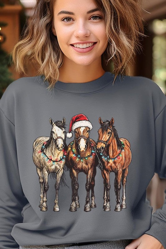 Christmas Horses Graphic Sweatshirt Color Bear
