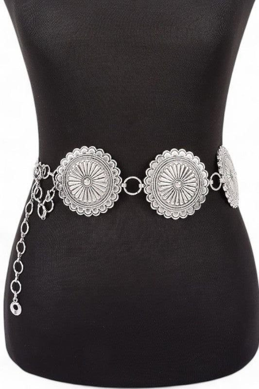 Oversize Western Concho Station Fashion Chain Belt