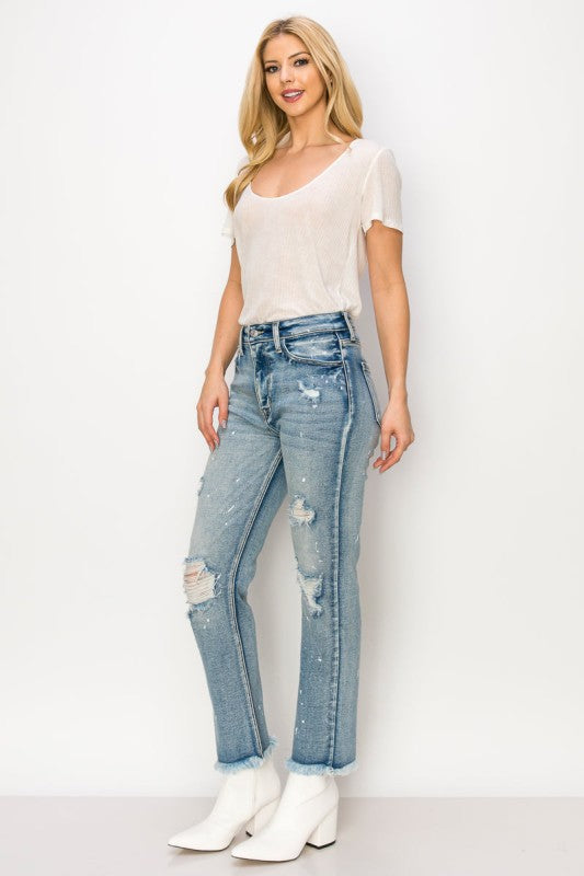 AT1050STM High Rise Distressed Straight Jeans Artemis Vintage
