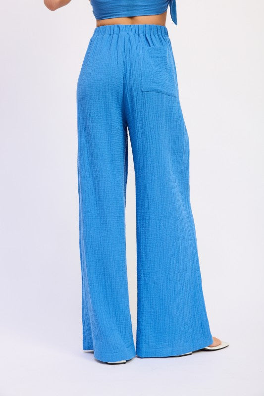 DOUBLE GAUZE HIGH WAIST PALAZZO PANTS Emory Park