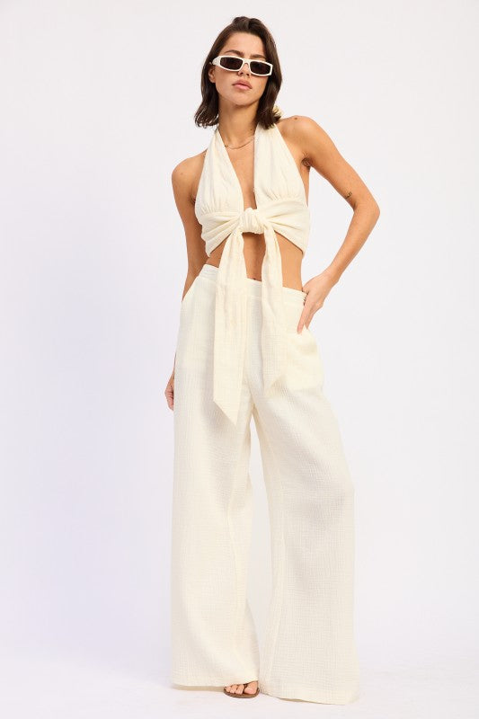 DOUBLE GAUZE HIGH WAIST PALAZZO PANTS Emory Park
