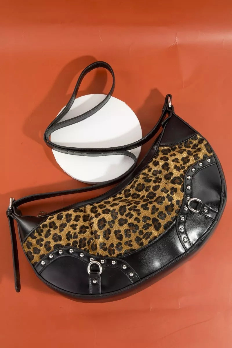 Fame Leopard Print Half Moon Shoulder Bag Trendsi
