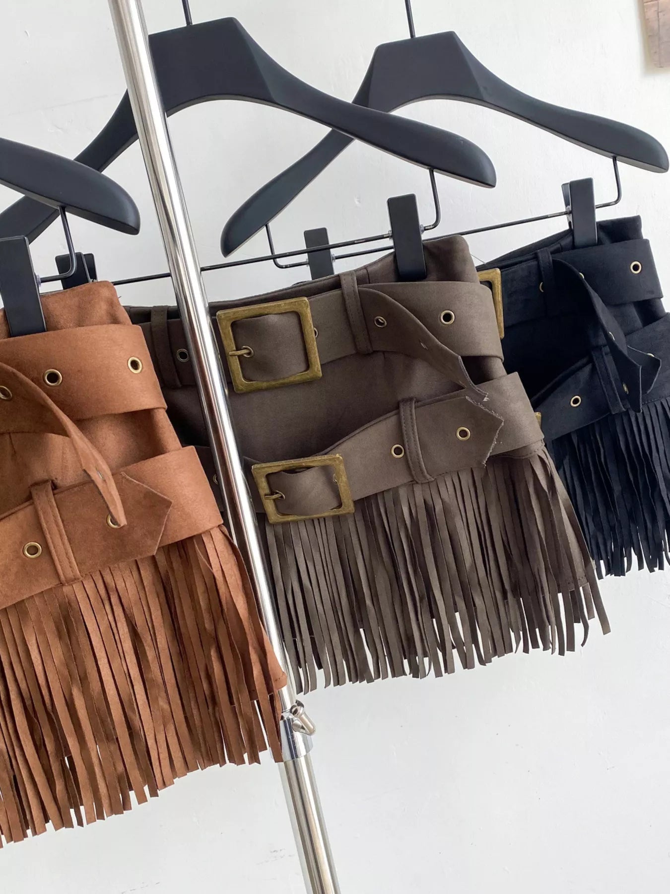 Fringe Belted Mini Skirt Luckygirlsclothingcompany.com