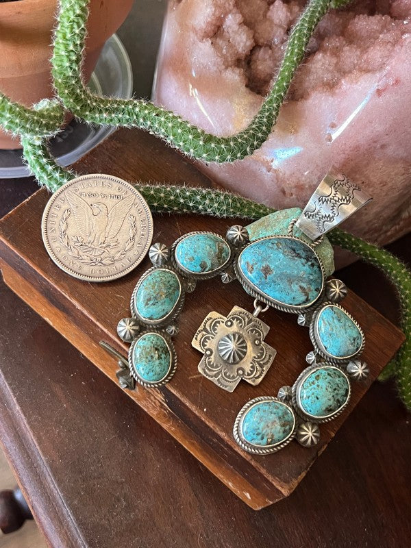 Apache Made Sterling Silver and Egyptian Turquoise Nizhoni Traders LLC