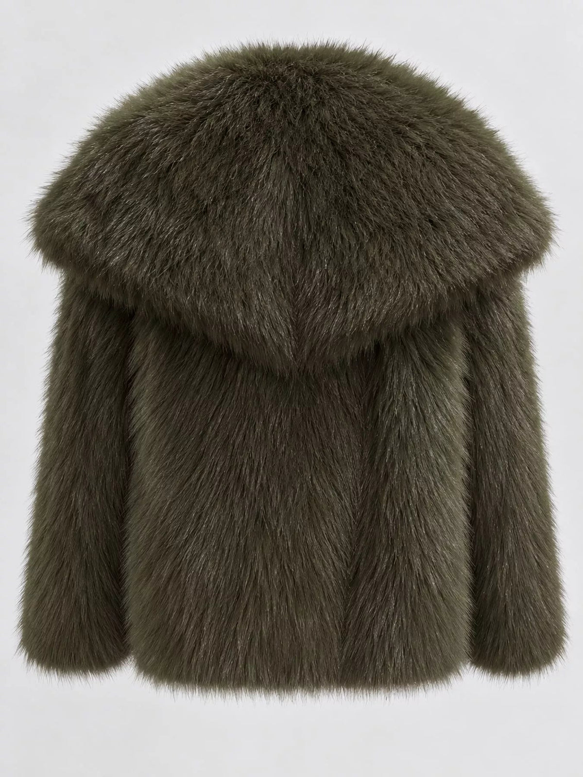Fox Fur Collar Winter Outerwear Trendsi