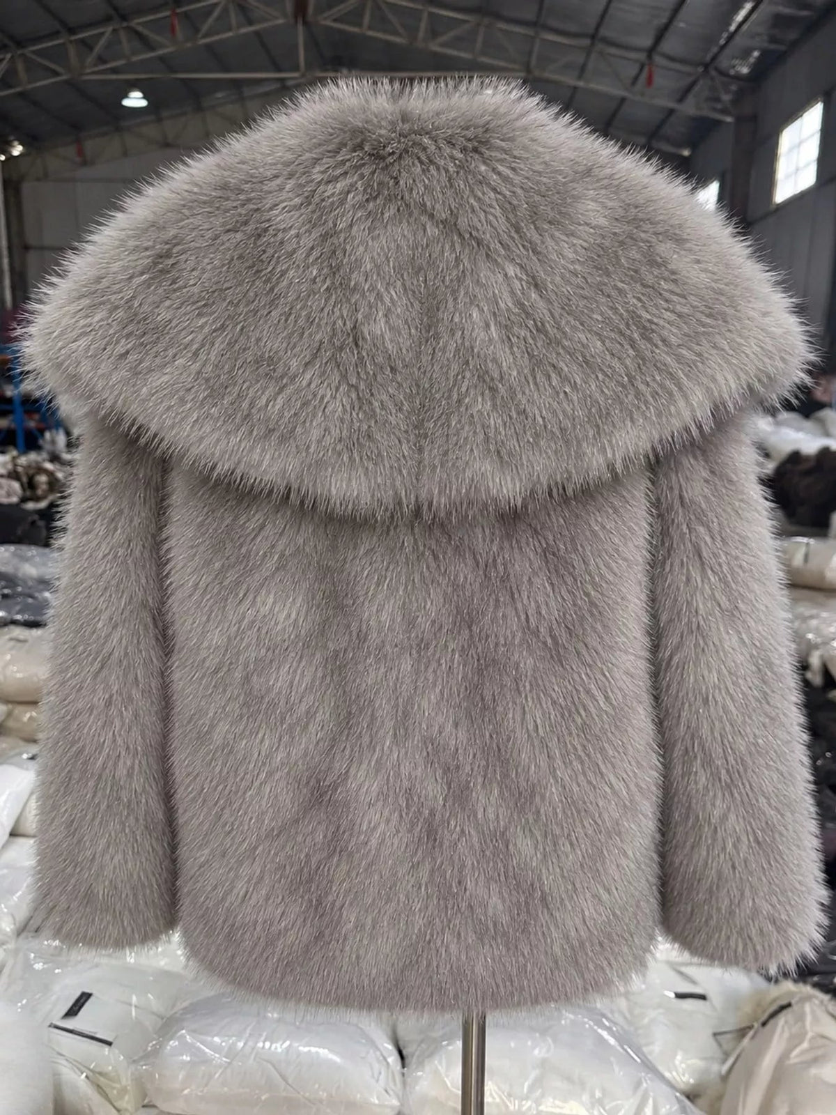 Fox Fur Collar Winter Outerwear Trendsi