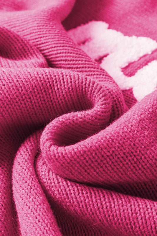 Christmas Merry Embroidered Puff Sleeve Turtleneck