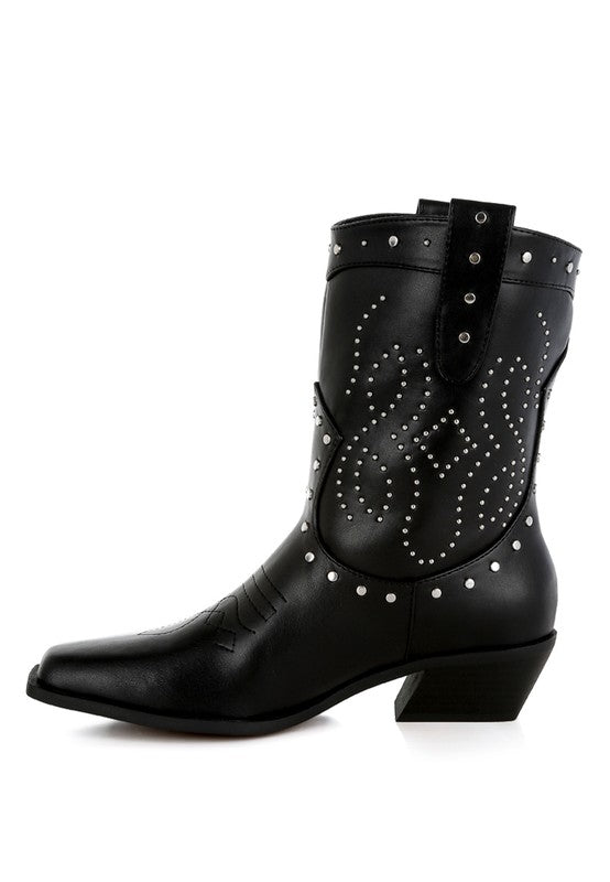 Equine Studded Embroidery Cowboy Boots