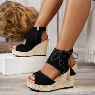 Peep Toe Wedge Sandals Luckygirlsclothingcompany.com