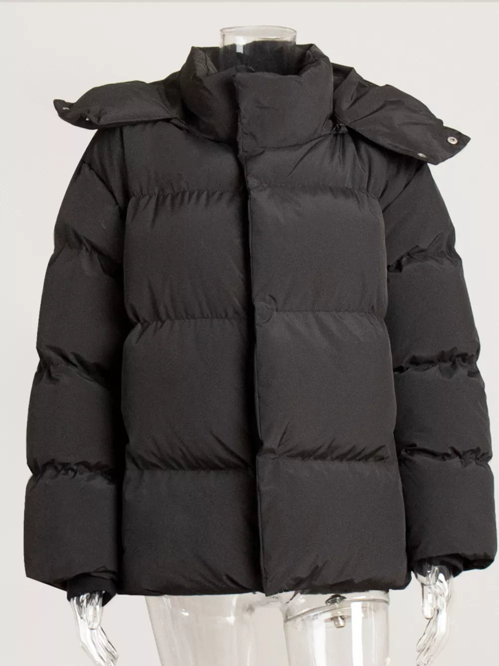 Pocketed Zip Up Hooded Puffer Jacket Trendsi