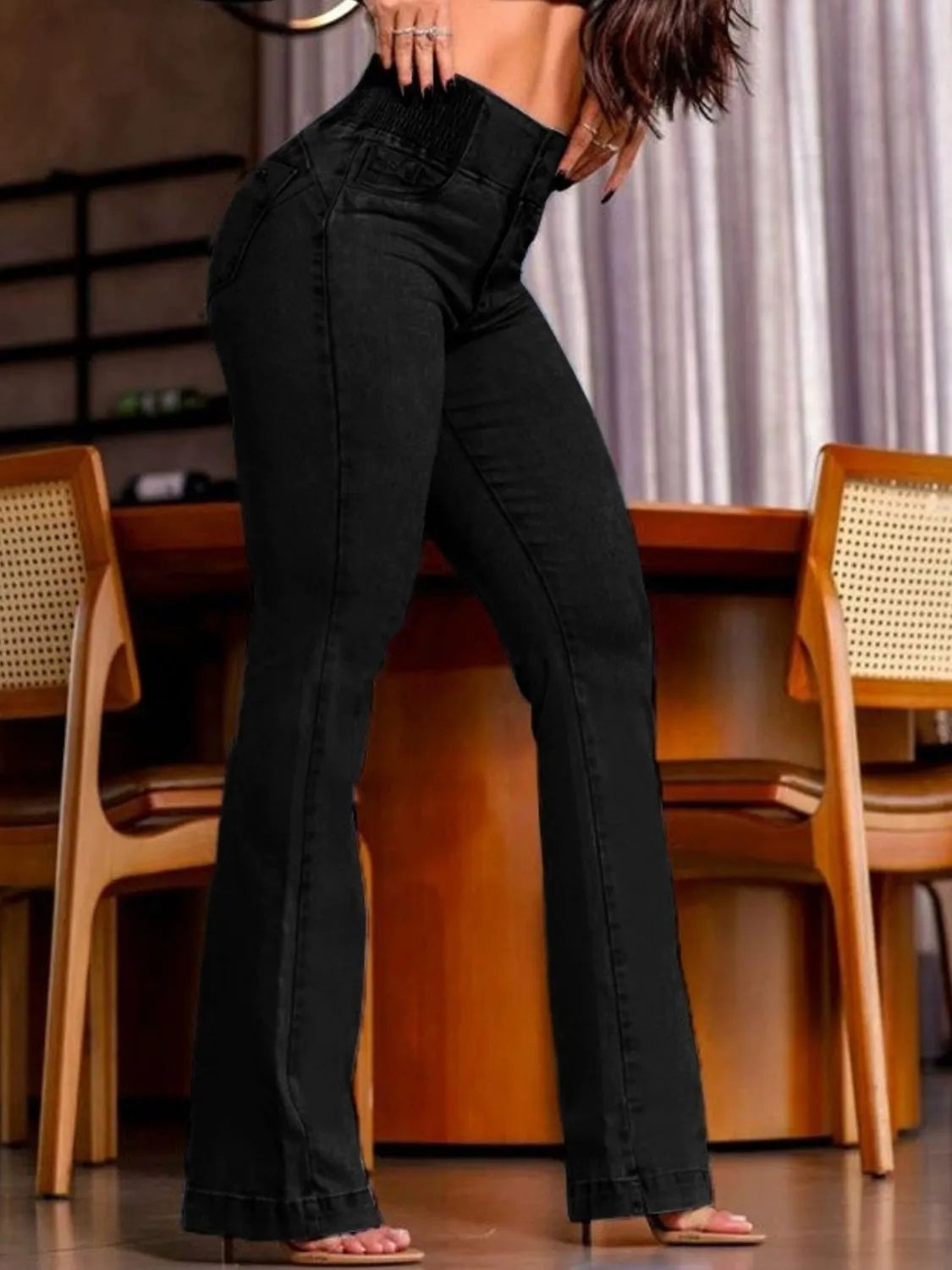 High Rise Bootcut Jeans Trendsi