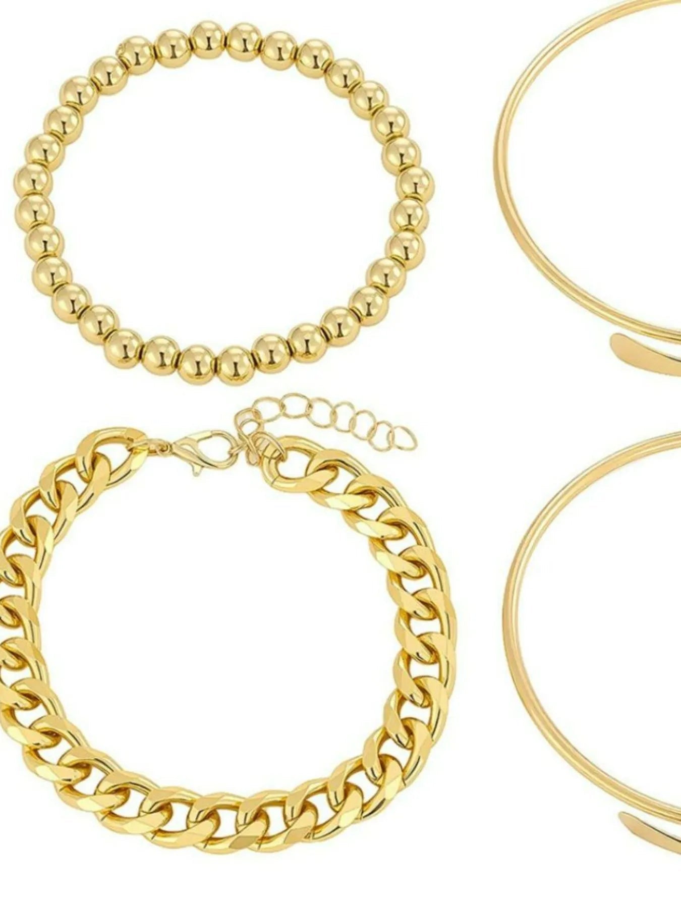 4-Piece 18K Gold-Plated Stainless Steel Bracelet