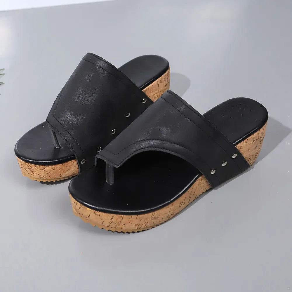 PU Leather Wedge Sandals Trendsi