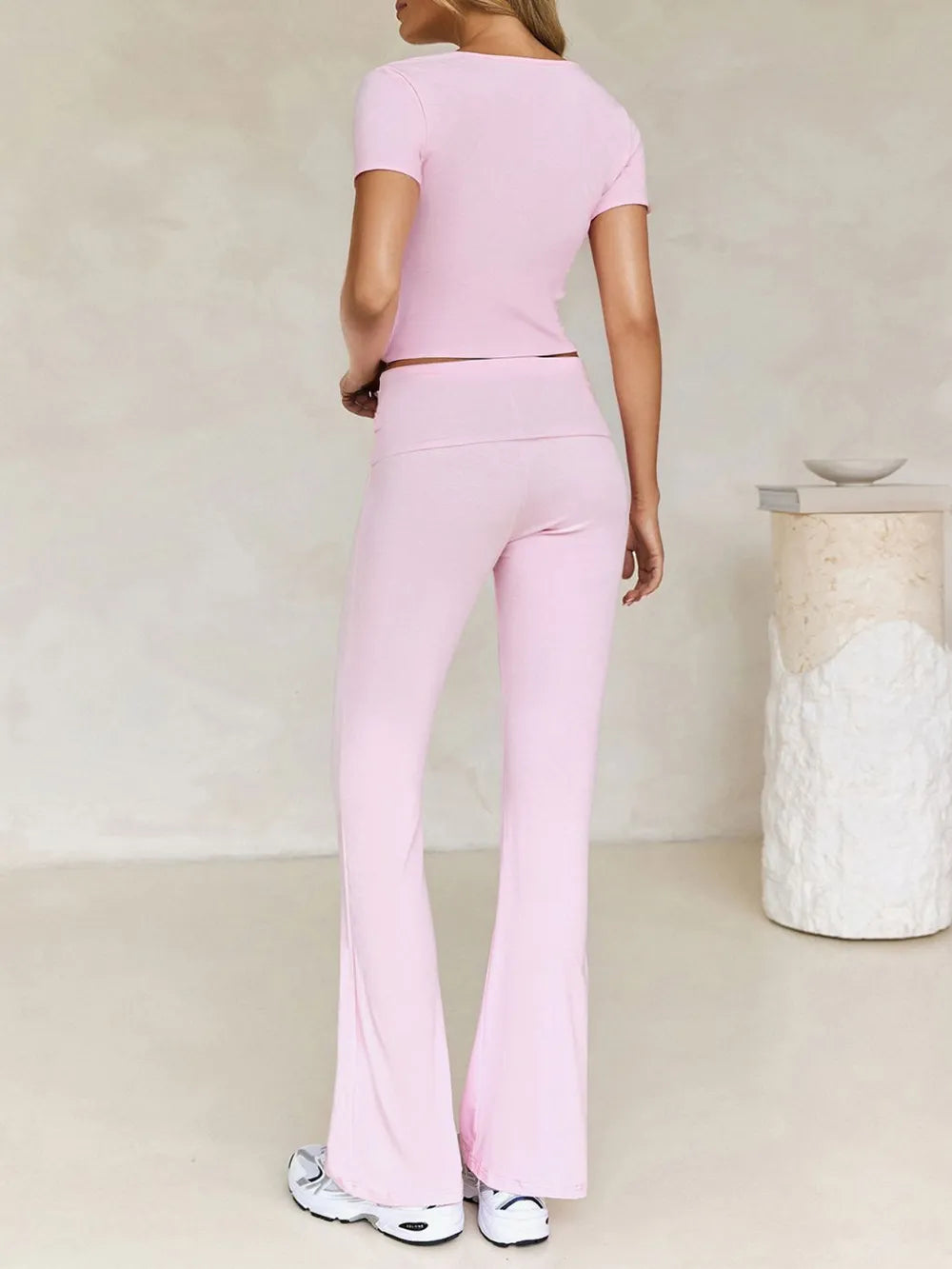 Devine V-Neck Top and Bootcut Leggings Set Luckygirlsclothingcompany.com