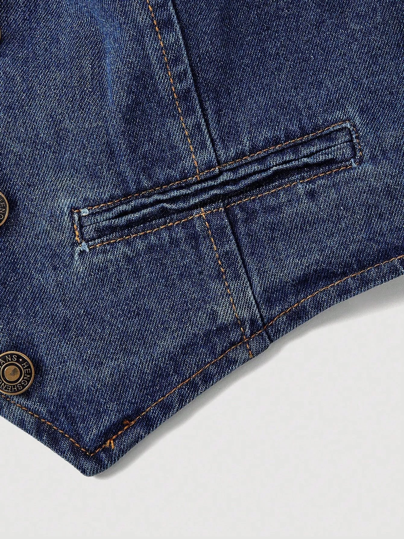 Halter Neck Denim Vest and Wide-Leg Jeans Set Trendsi