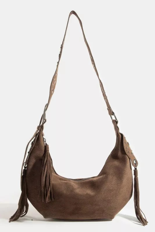 Fame Half Moon Fringe Buckle Strap Hobo Bag Trendsi
