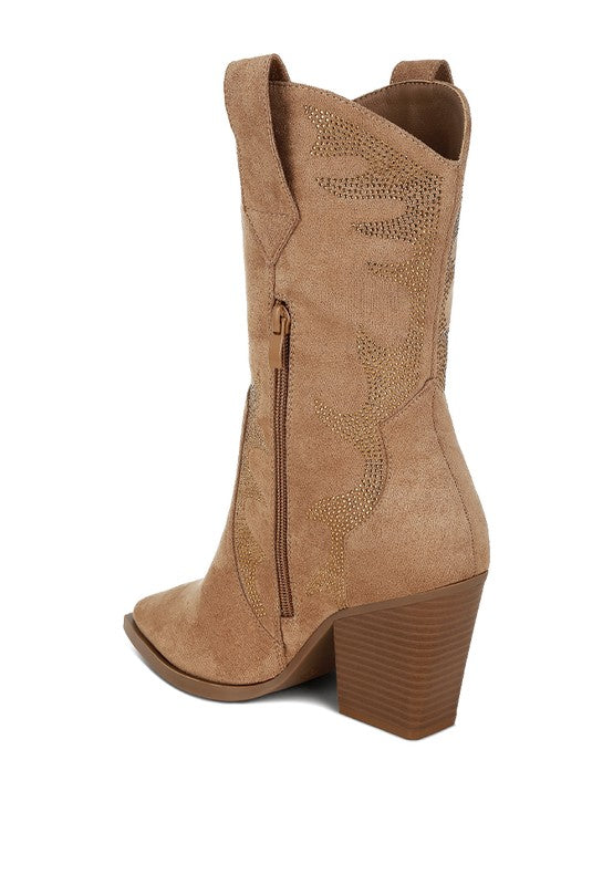 Rambler Rhinestones Embellished Calf Boots Luckygirlsclothingcompany.com