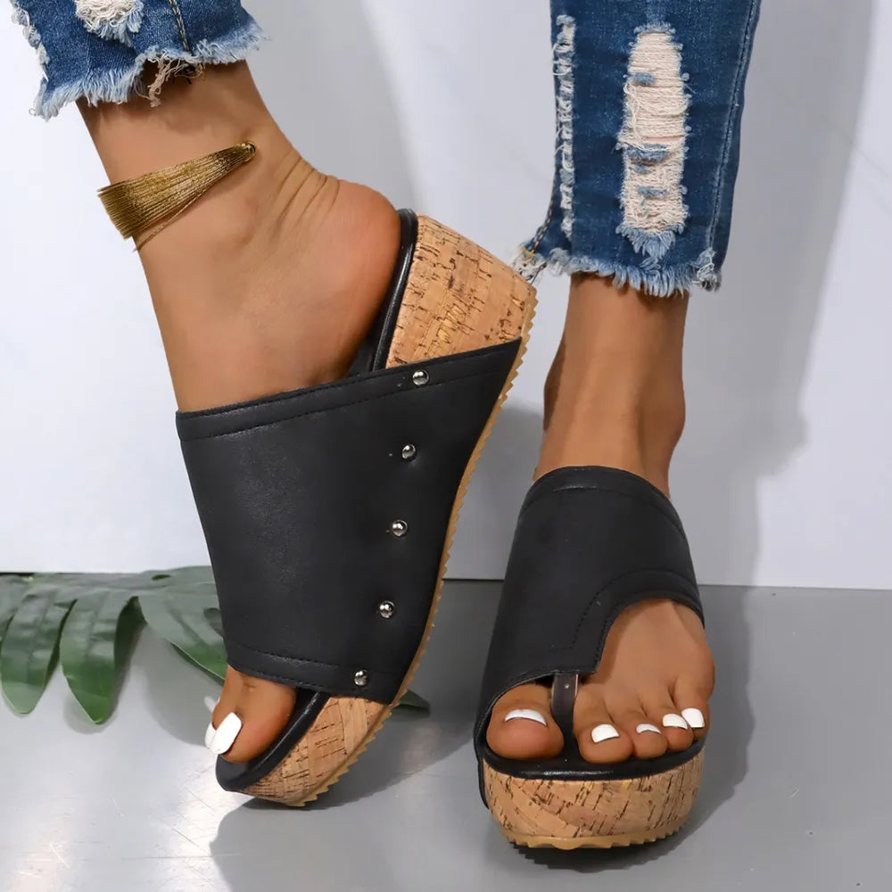 PU Leather Wedge Sandals Trendsi