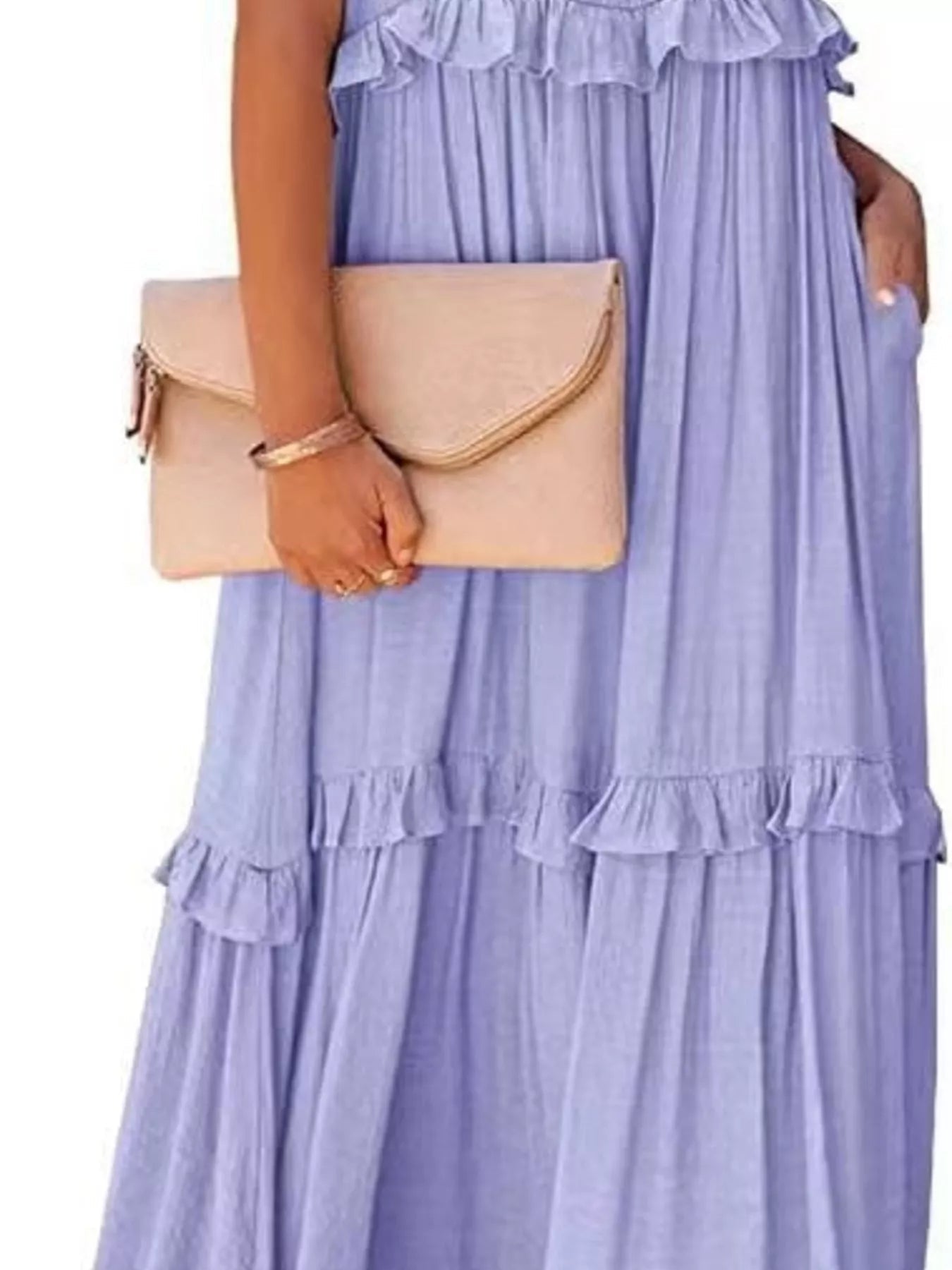 Ruffled Tiered Sleeveless Maxi Dress Trendsi