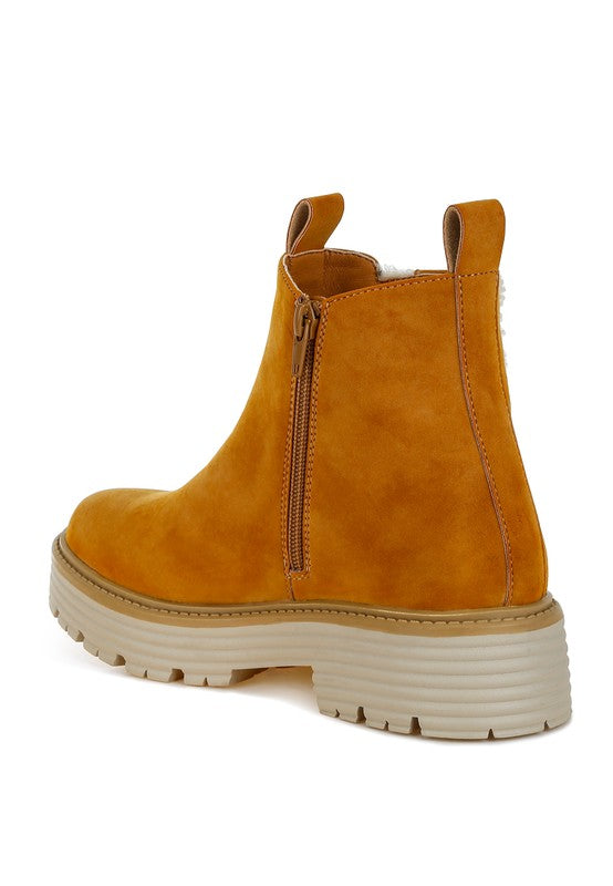 Mothman Faux Fur Detail Chunky Ankle Boots Luckygirlsclothingcompany.com