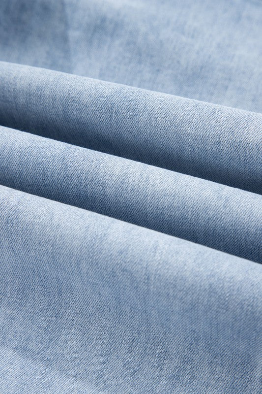 Denim Raw Hem Drawstring Wide Leg Pants JUNIPER BLVD