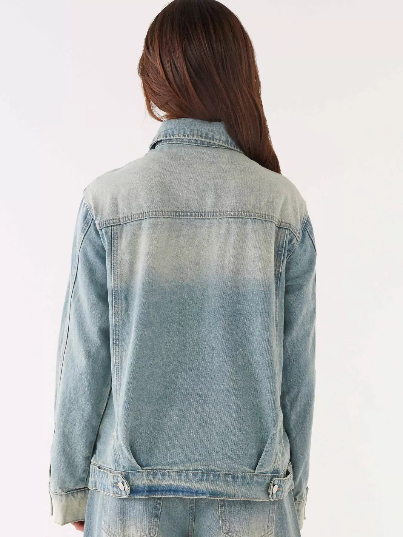 Button Up Denim Jacket and Jeans Set Trendsi