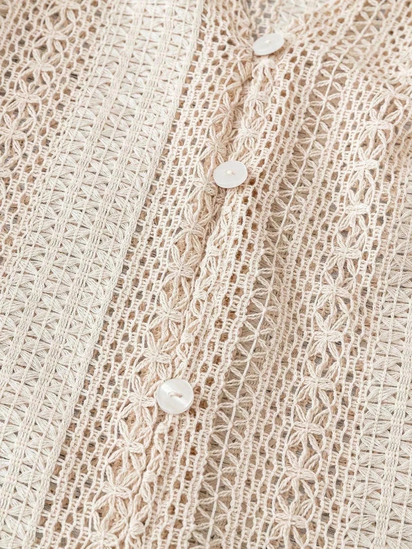 Lace Notched Long Sleeve Shirt