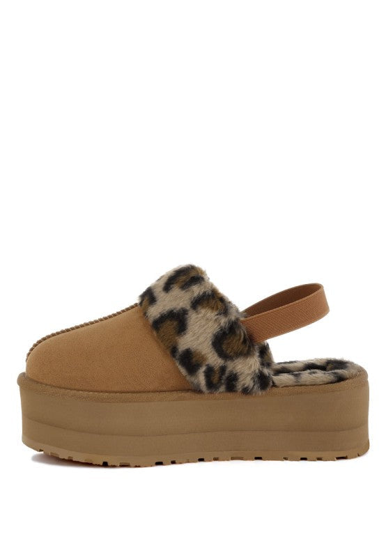 Kutchu Leopard Faux Fur Platform Classic Slingback