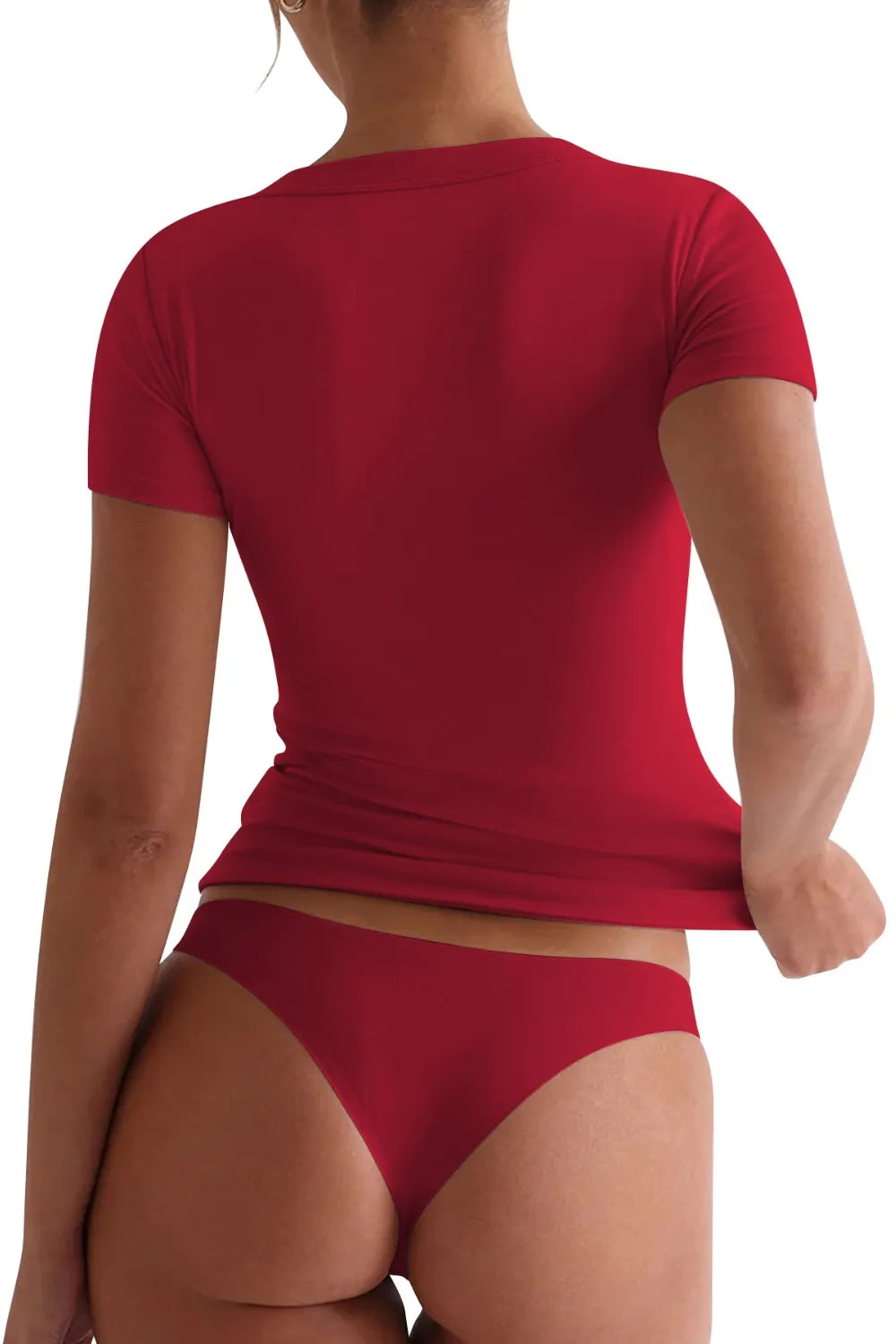 Lovelet Scoop Neck Short Sleeve T-Shirt Trendsi