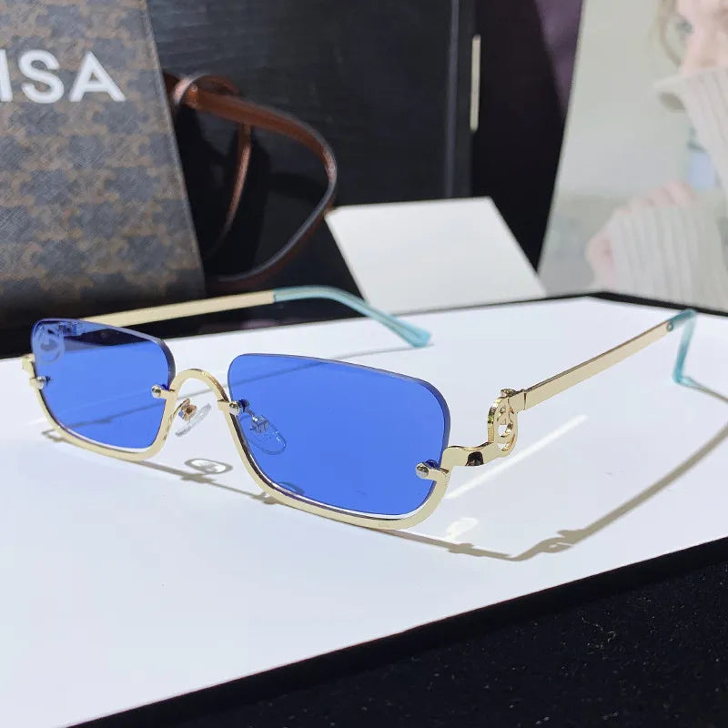 Retro Rectangle Metal Frame Sunglasses