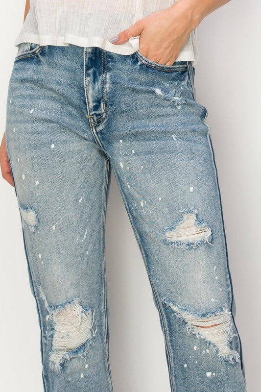 AT1050STM High Rise Distressed Straight Jeans Artemis Vintage