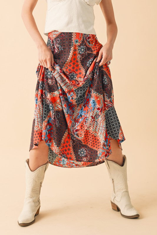 Aemi + Co Printed Maxi Skirt Trendsi