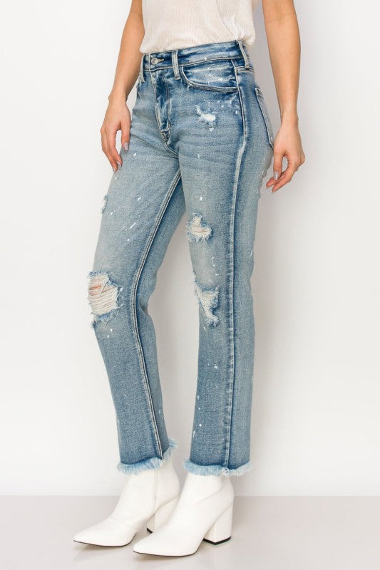 AT1050STM High Rise Distressed Straight Jeans Artemis Vintage