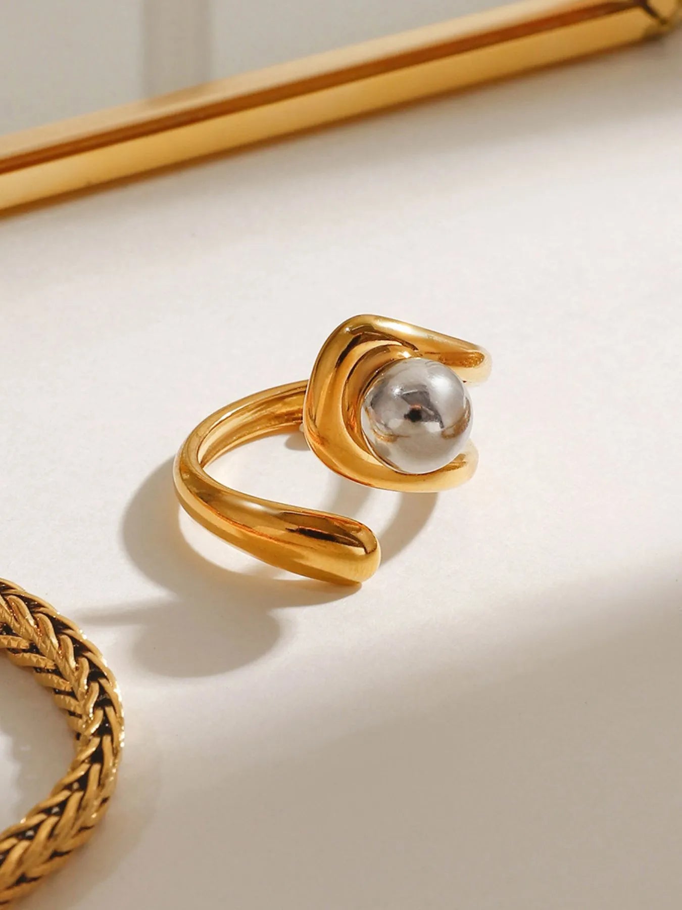 Two-Tone Stainless Steel Open Ring