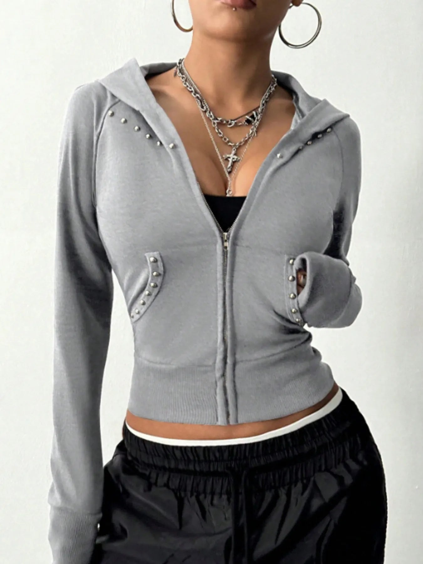 Zip-Up Long Sleeve Hoodie Trendsi