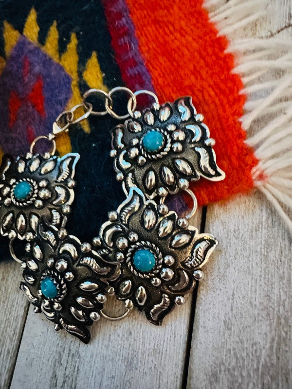 Navajo Turquoise & Sterling Silver Concho Link