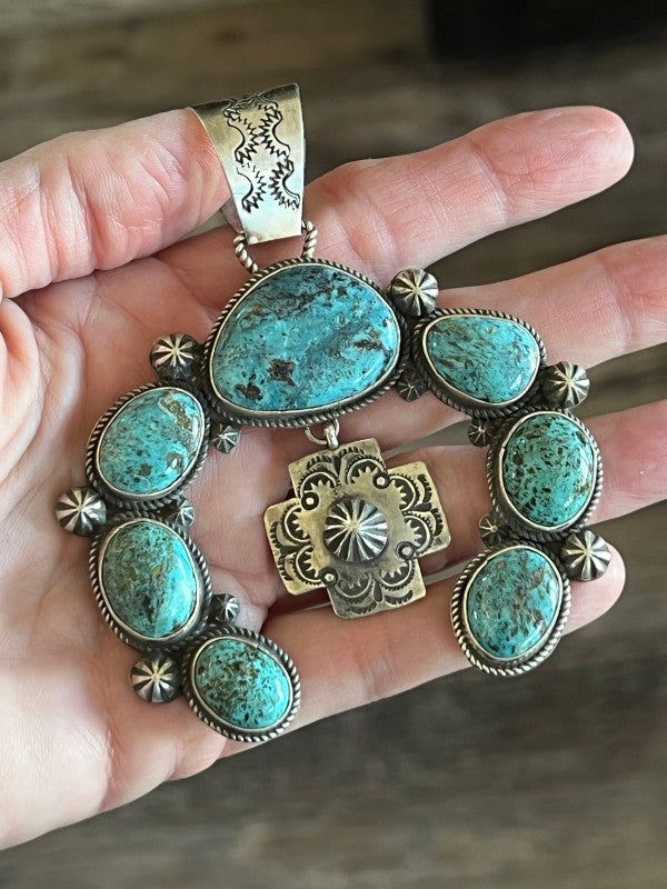 Apache Made Sterling Silver and Egyptian Turquoise Nizhoni Traders LLC