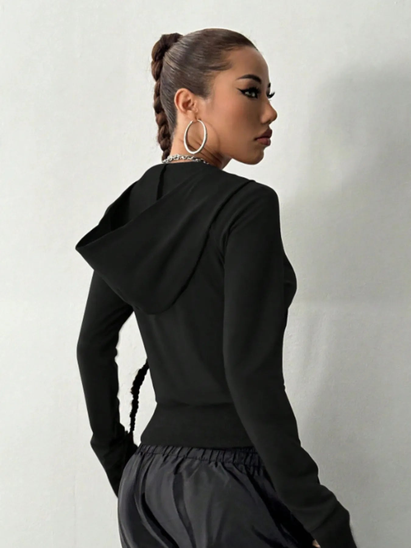 Zip-Up Long Sleeve Hoodie Trendsi