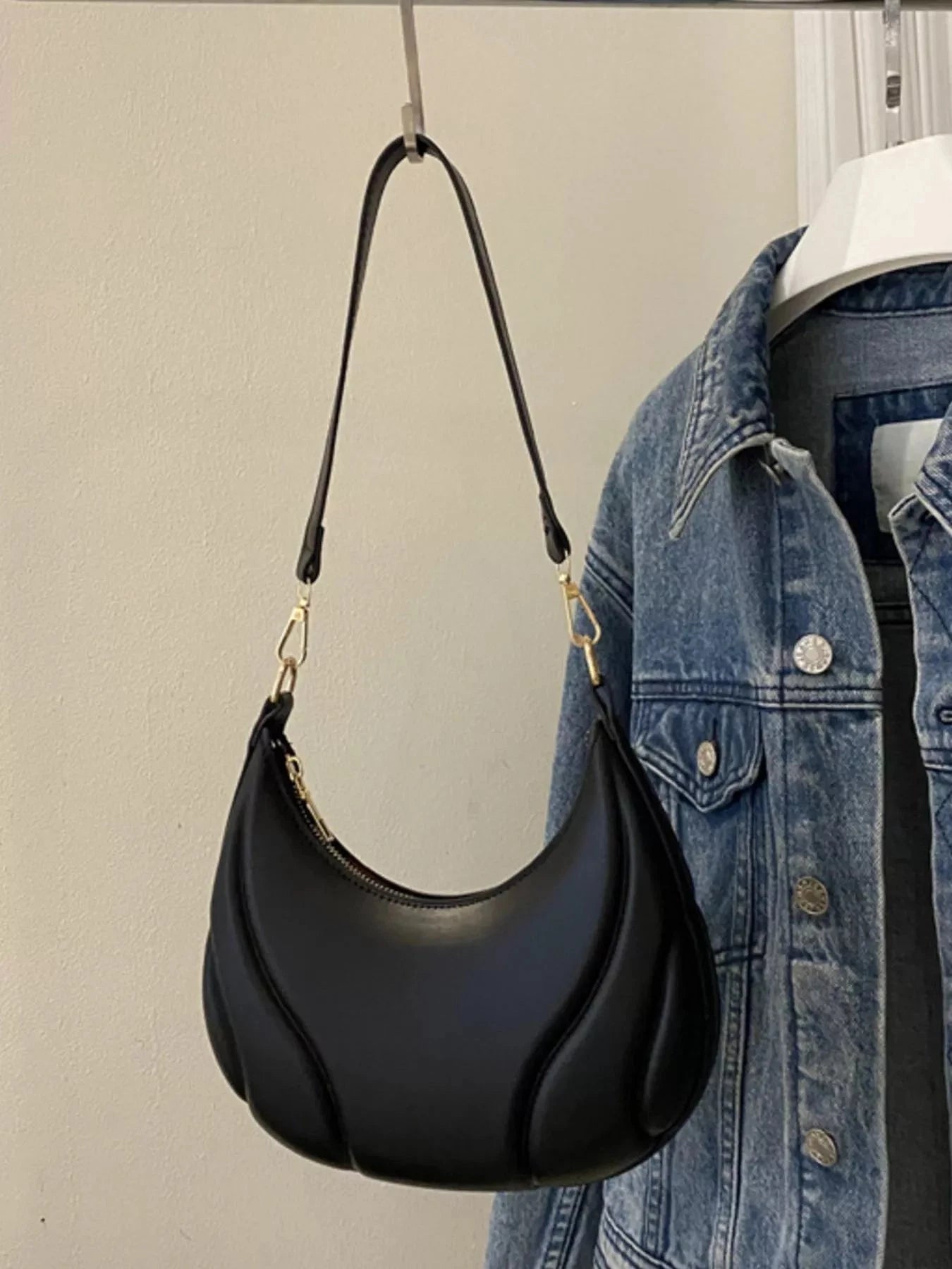 Solid Color Shoulder Bag Trendsi